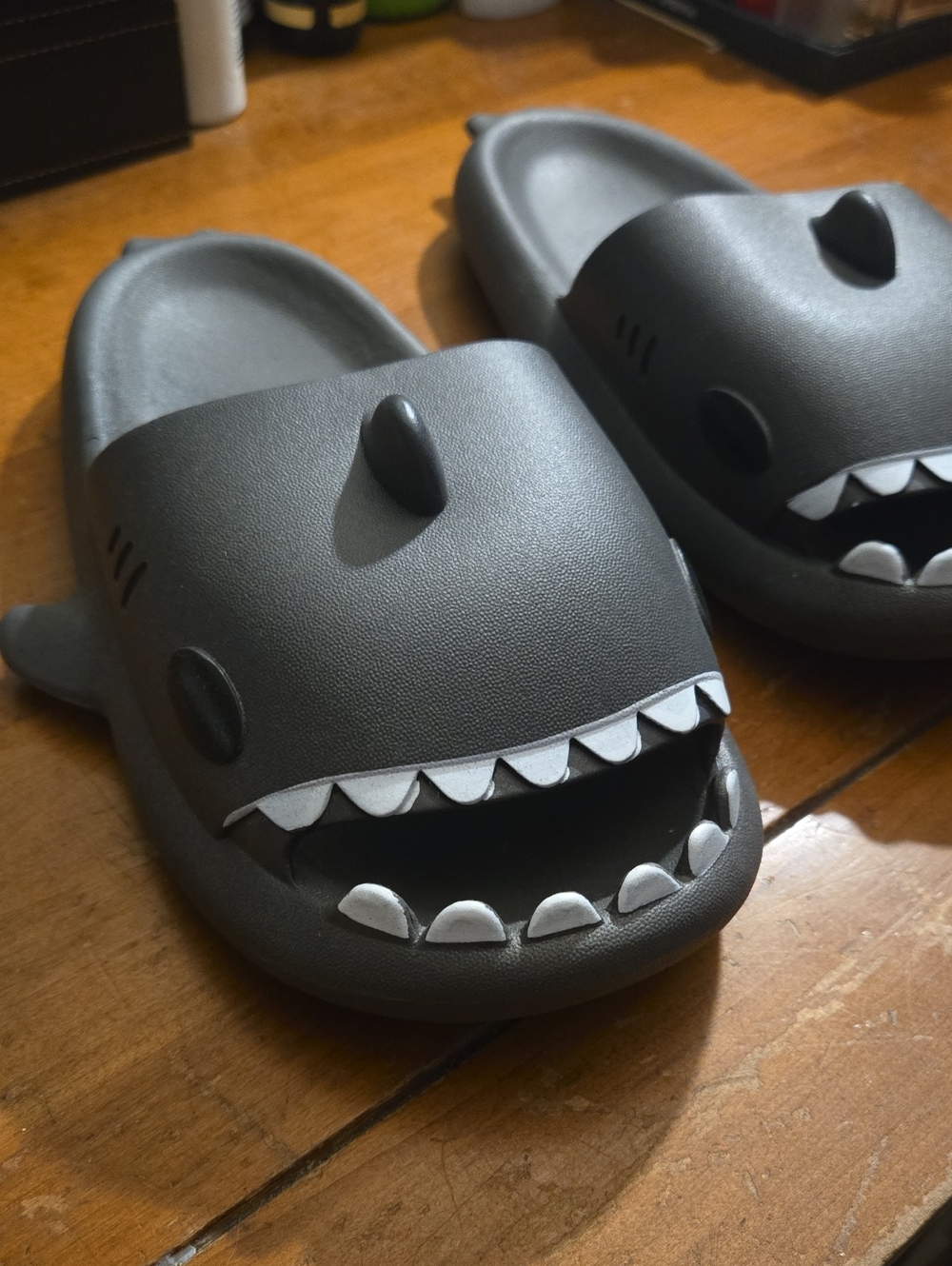Kids Shark Slide Sandals - Charcoal Gray